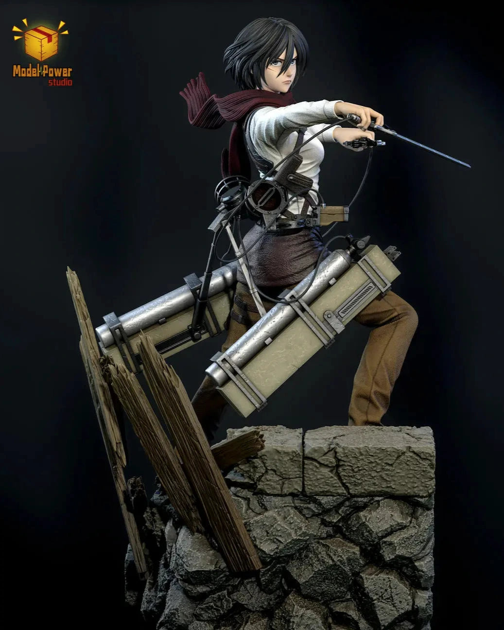 Attack on Titan Model Power Studio Trio Mikasa Ackerman & Eren Jaeger & Armin Arlert Resin Statue