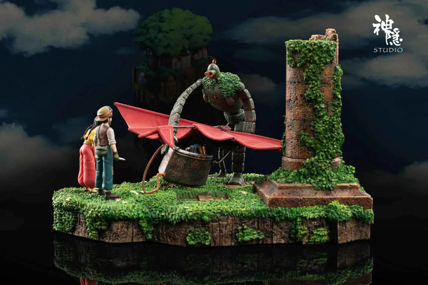 Castle in the Sky Shen Yin Studio Pasu & Sheeta First Encounter in the Clouds Resin Statue