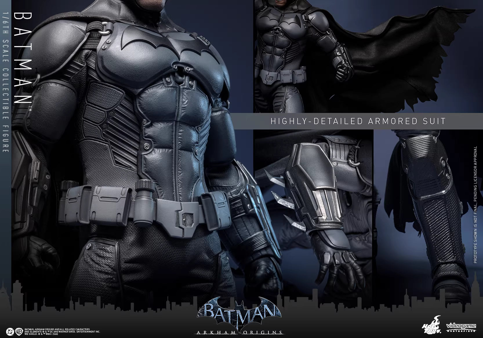 DC Comics Hot Toys Batman: Arkham Origins" Batman Original Combat Armor VGM83 1/6 Licensed Action Figure
