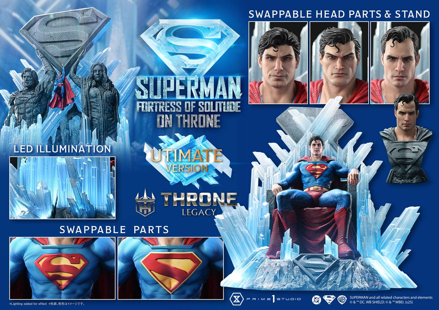DC Comics Prime 1 Studio Superman Fortress of Solitude on Throne TLCDC-08 TLCDC-08UT TLCDC-08UTS Licensed Resin Statue