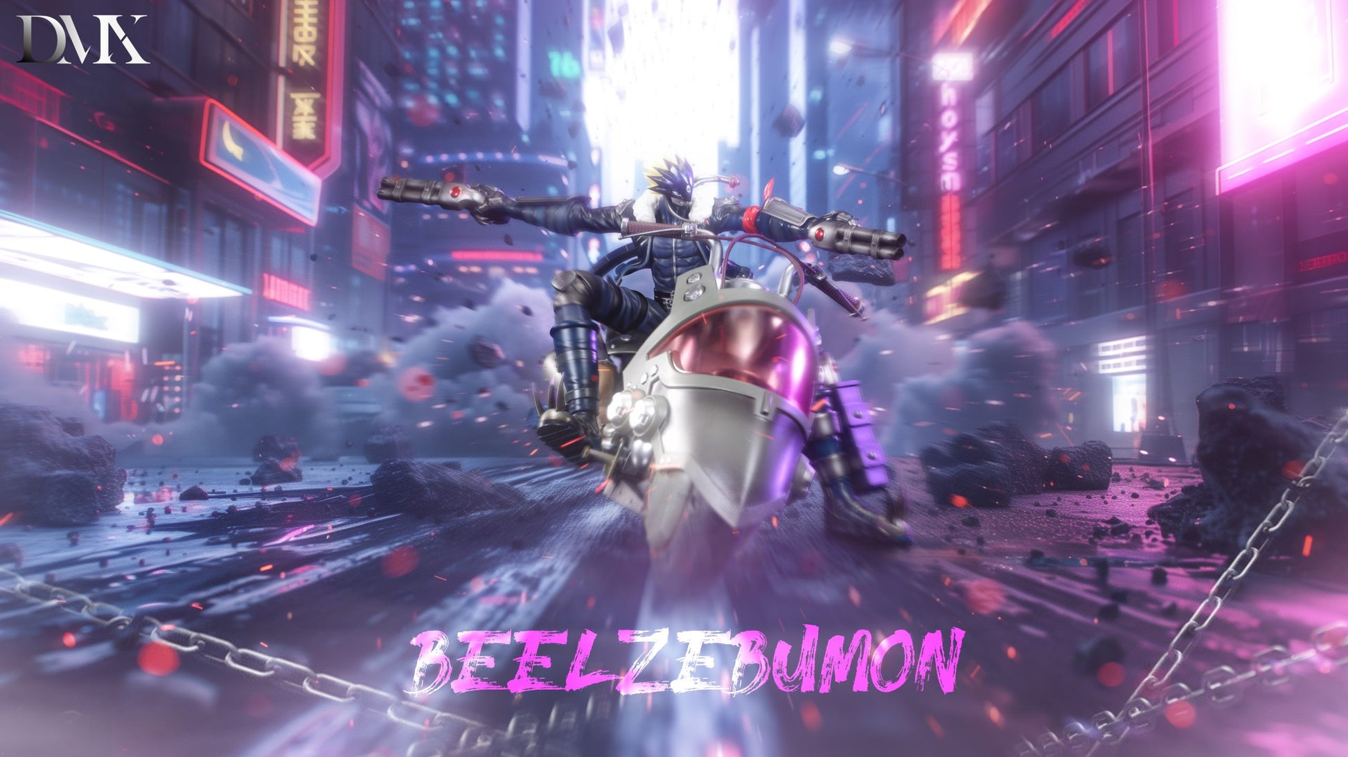 Digimon DMX Studio Motorcycle Beelzebumon & Impmon Resin Statue - Santoryu Resins Collectors