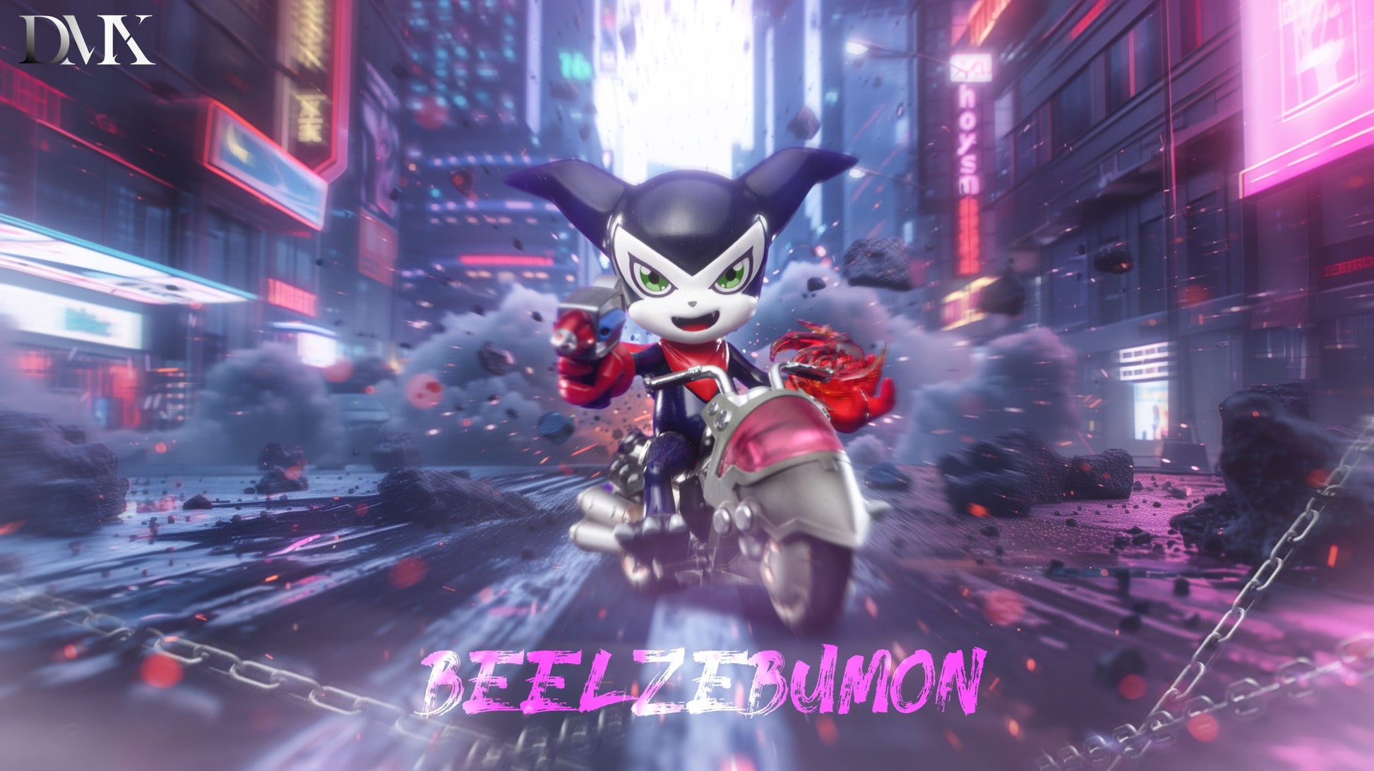 Digimon DMX Studio Motorcycle Beelzebumon & Impmon Resin Statue - Santoryu Resins Collectors