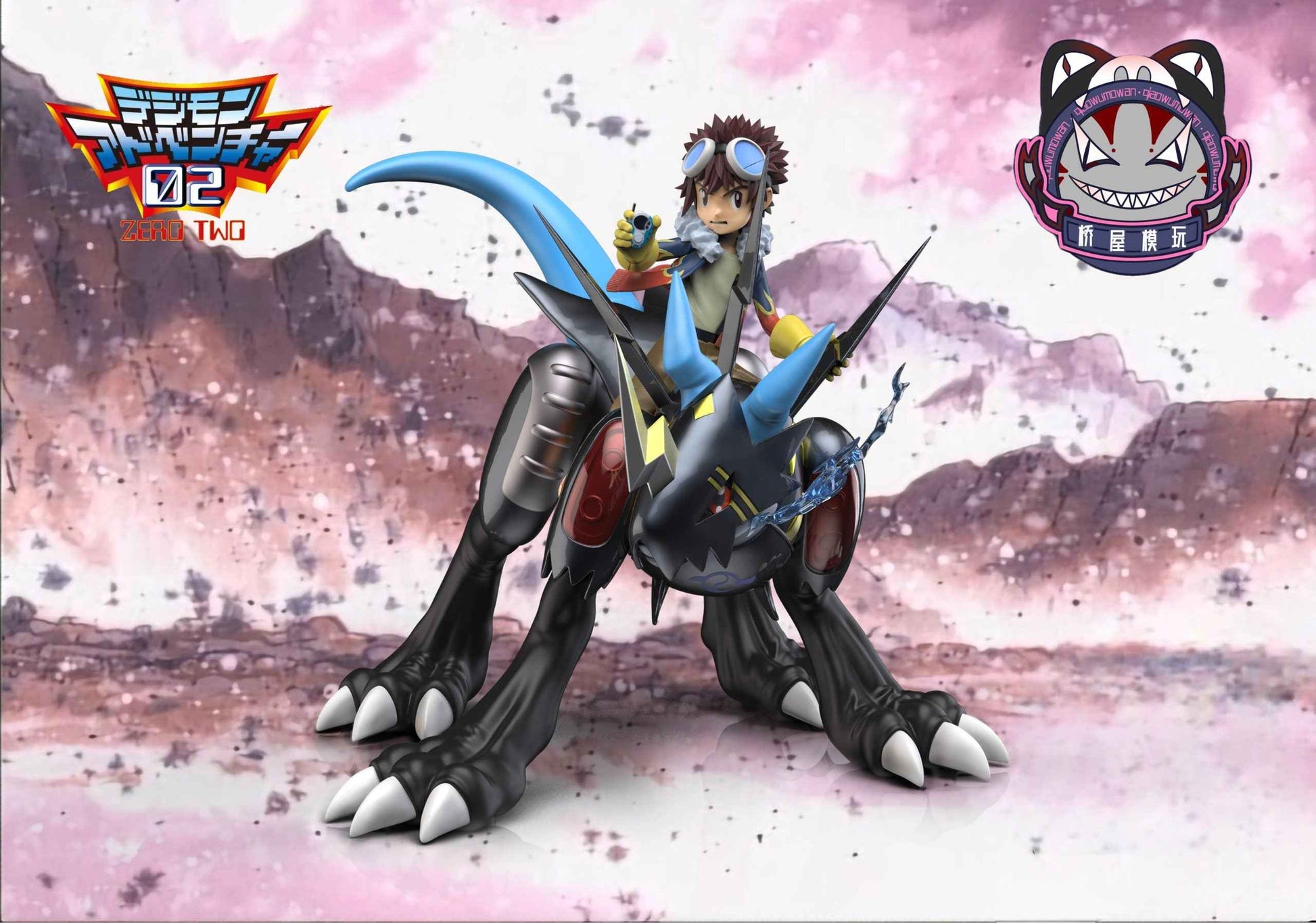 Digimon Qiao Wu Mo Wan Studio Lighdramon & Davis Motomiya Resin Statue