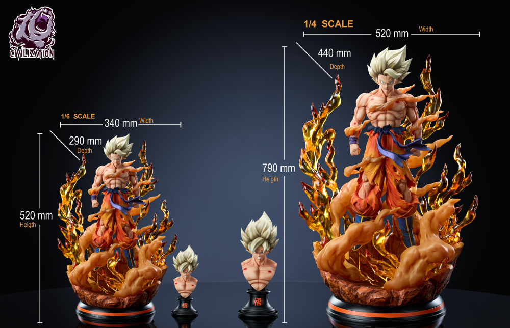 Dragon Ball Civilization Studio Super Saiyan Son Goku Resin Statue (PayPal Fees and Shipping Costs Included)