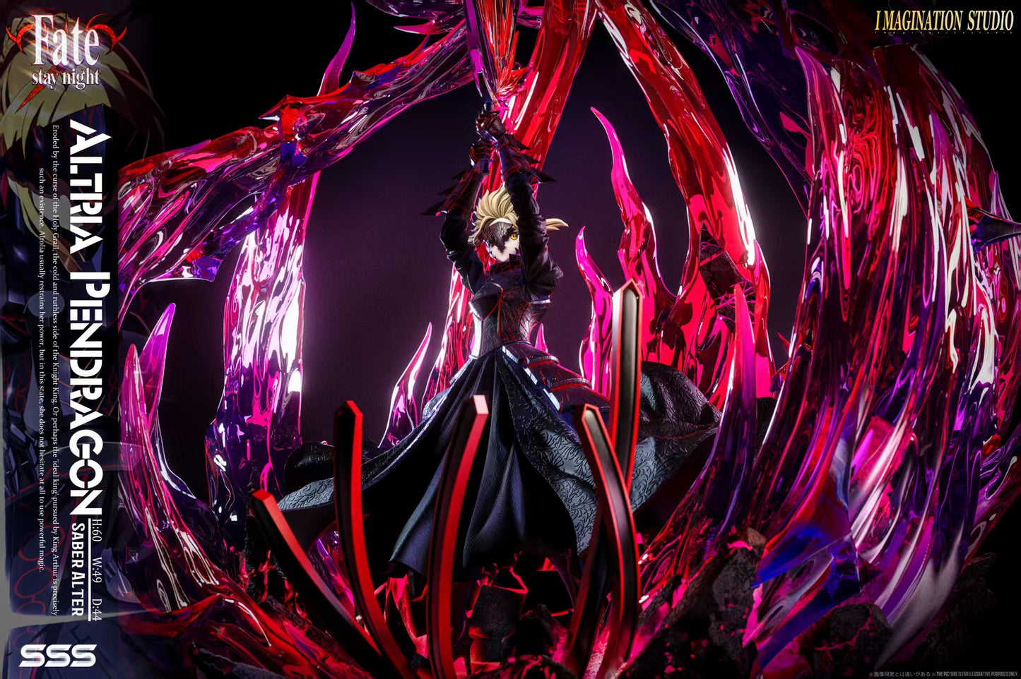 Fate/stay night Imagination Studio Black Artoria Pendragon Saber Resin Statue (PayPal Fees and Shipping Costs Included)