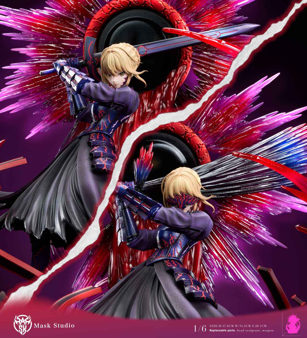Fate/stay night Mask Studio Artoria Pendragon Black Saber Resin Statue