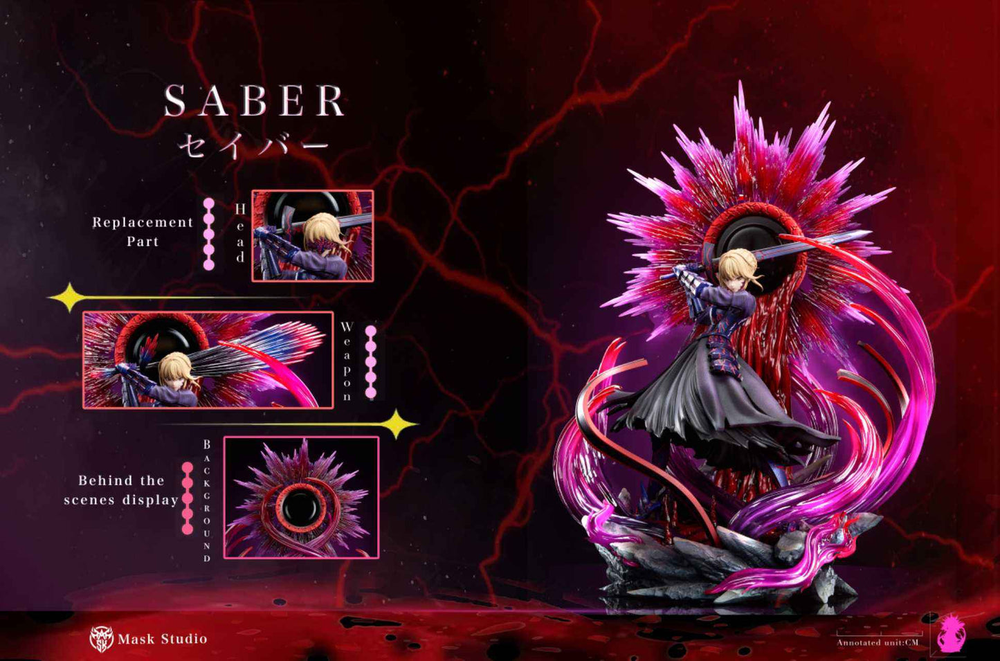 Fate/stay night Mask Studio Artoria Pendragon Black Saber Resin Statue