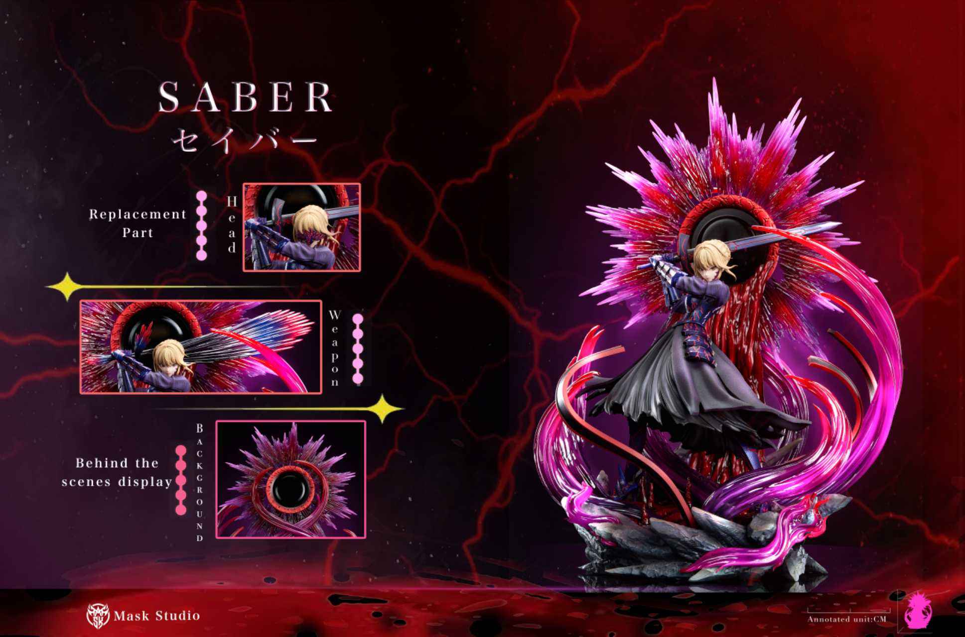 Fate/stay night Mask Studio Artoria Pendragon Black Saber Resin Statue