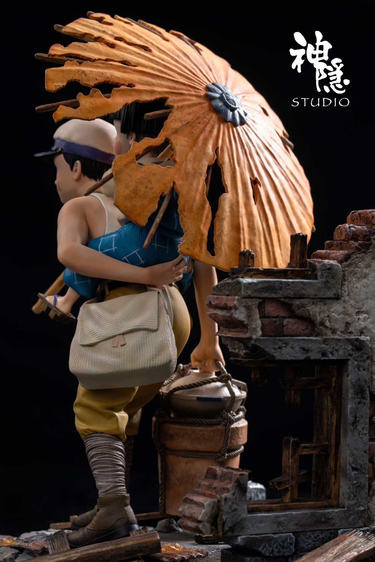Grave of the Fireflies Shen Yin Studio Seita & Setsuko Under a Broken Umbrella Resin Statue