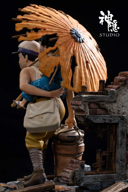 Grave of the Fireflies Shen Yin Studio Seita & Setsuko Under a Broken Umbrella Resin Statue