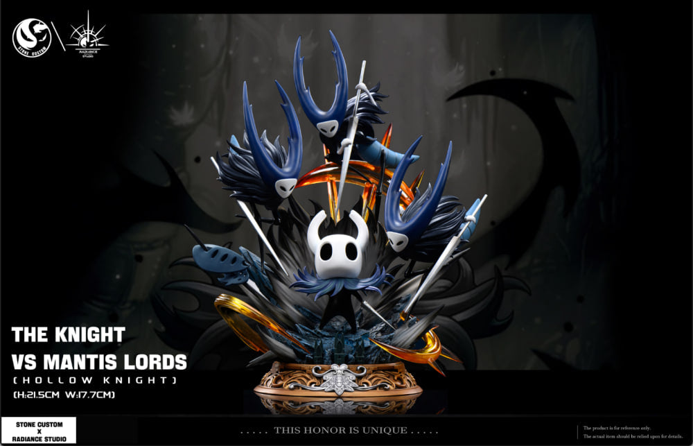 Hollow Knight Stone Custom & Radiance Studio The Knight vs Mantis Lords Resin Statue