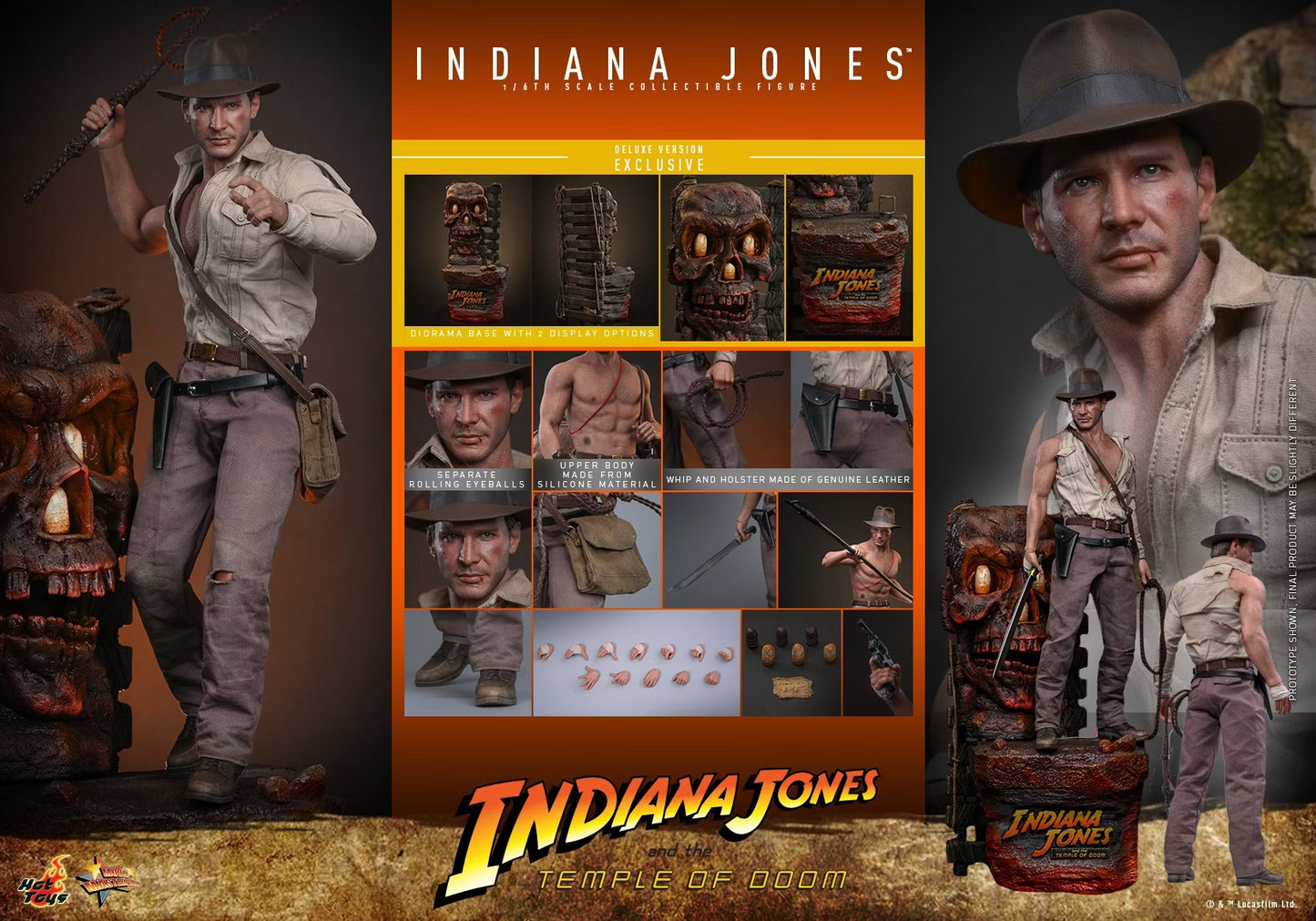 Indiana Jones Hot Toys Indiana Jones and the Temple of Doom MMS860 MMS861 1/6 Licensed Action Figure