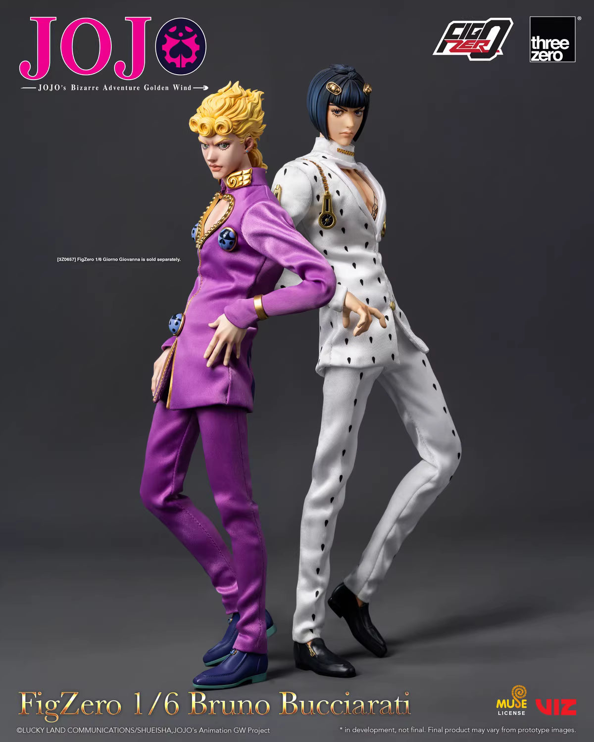 JoJo's Bizarre Adventure Threezero Bruno Bucciarati FigZero 3Z06590M0 1/6 Licensed Action Figure