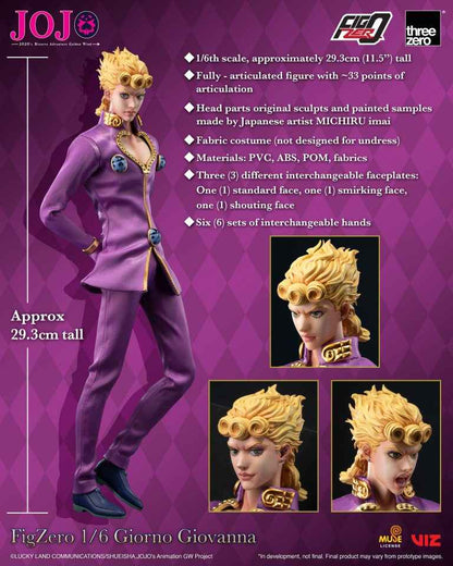 Jojo's Bizarre Adventure Threezero Giorno Giovanna 3Z06570M0 Licensed Action Figure
