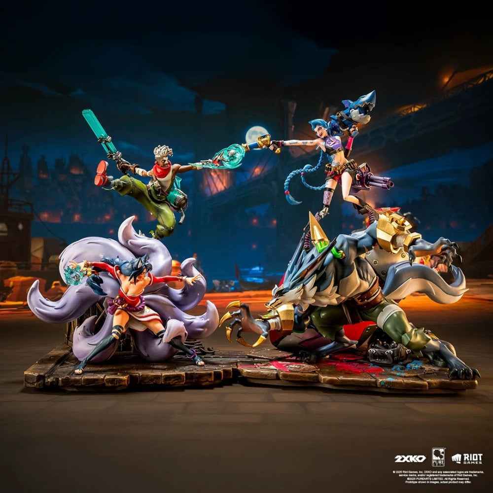 League of Legends PureArts Studio Jinx and Warwick vs Ahri and Ekko 1/10 Licensed Resin Statue