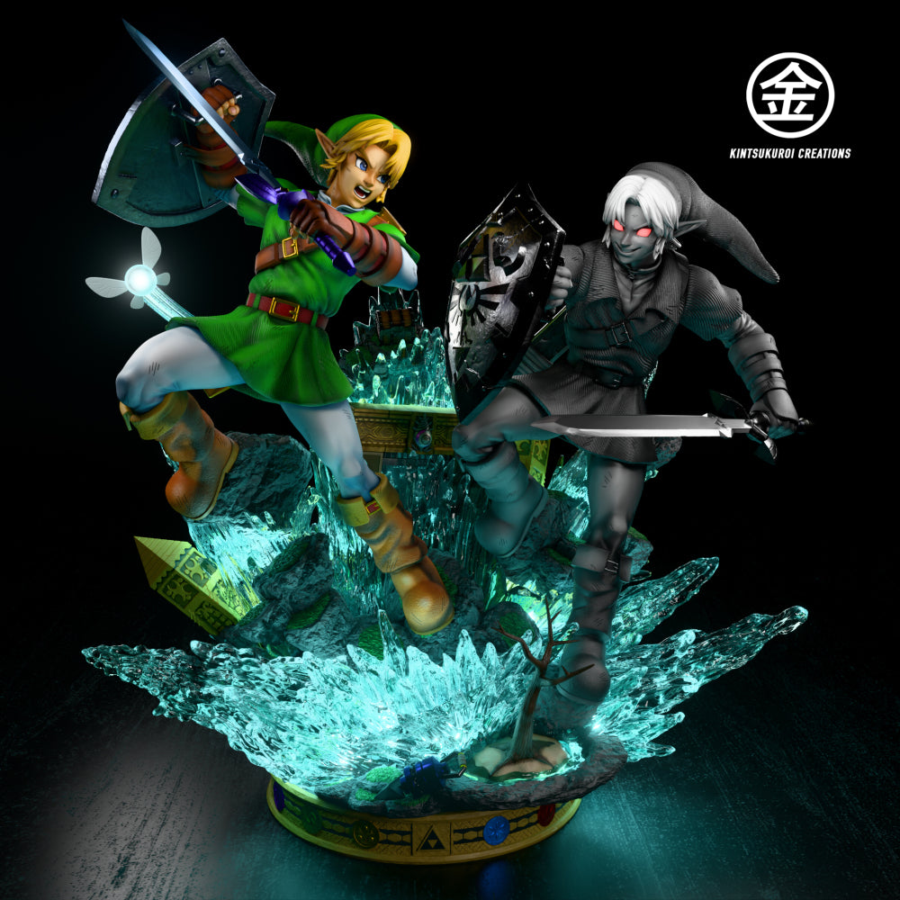 Legends of Zelda Kintsukuroi Creations Link vs Dark Link Resin Statue