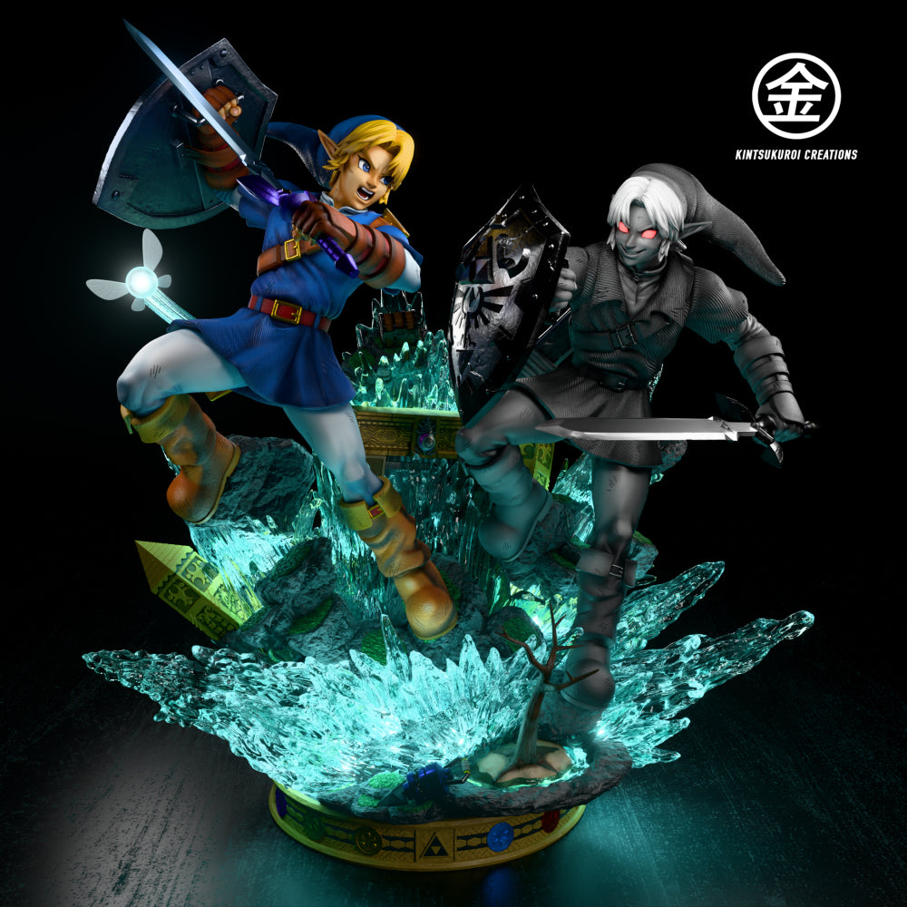 Legends of Zelda Kintsukuroi Creations Link vs Dark Link Resin Statue
