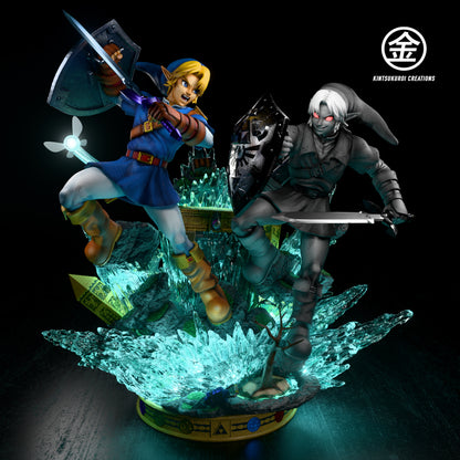 Legends of Zelda Kintsukuroi Creations Link vs Dark Link Resin Statue