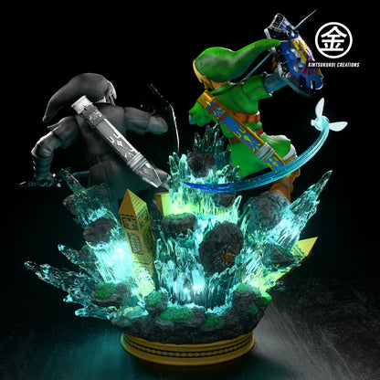 Legends of Zelda Kintsukuroi Creations Link vs Dark Link Resin Statue