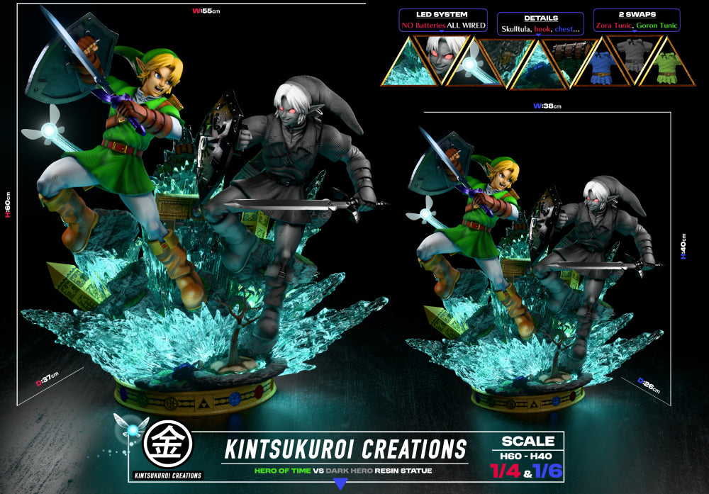 Legends of Zelda Kintsukuroi Creations Link vs Dark Link Resin Statue