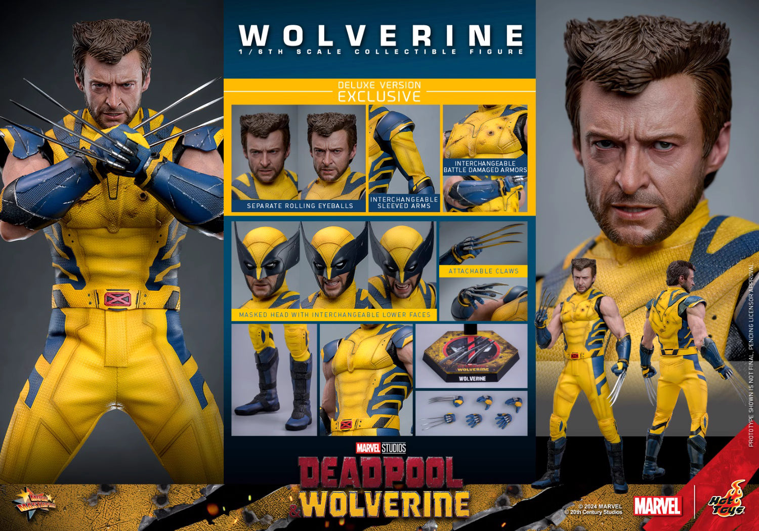 Marvel Hot Toys Deadpool & Wolverine: Wolverine MMS754 Deluxe version 1/6 Licensed Action Figure