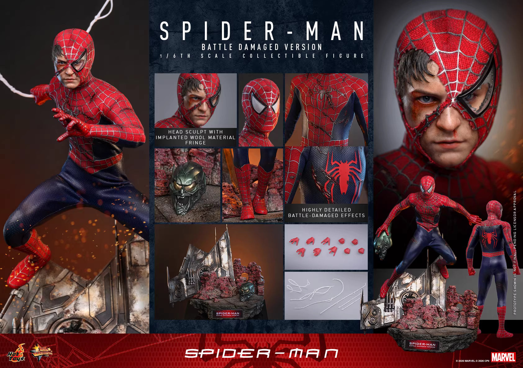 Marvel Hot Toys Spider-Man Peter Parker Battle-Damaged MMS859 Licensed Action Figure