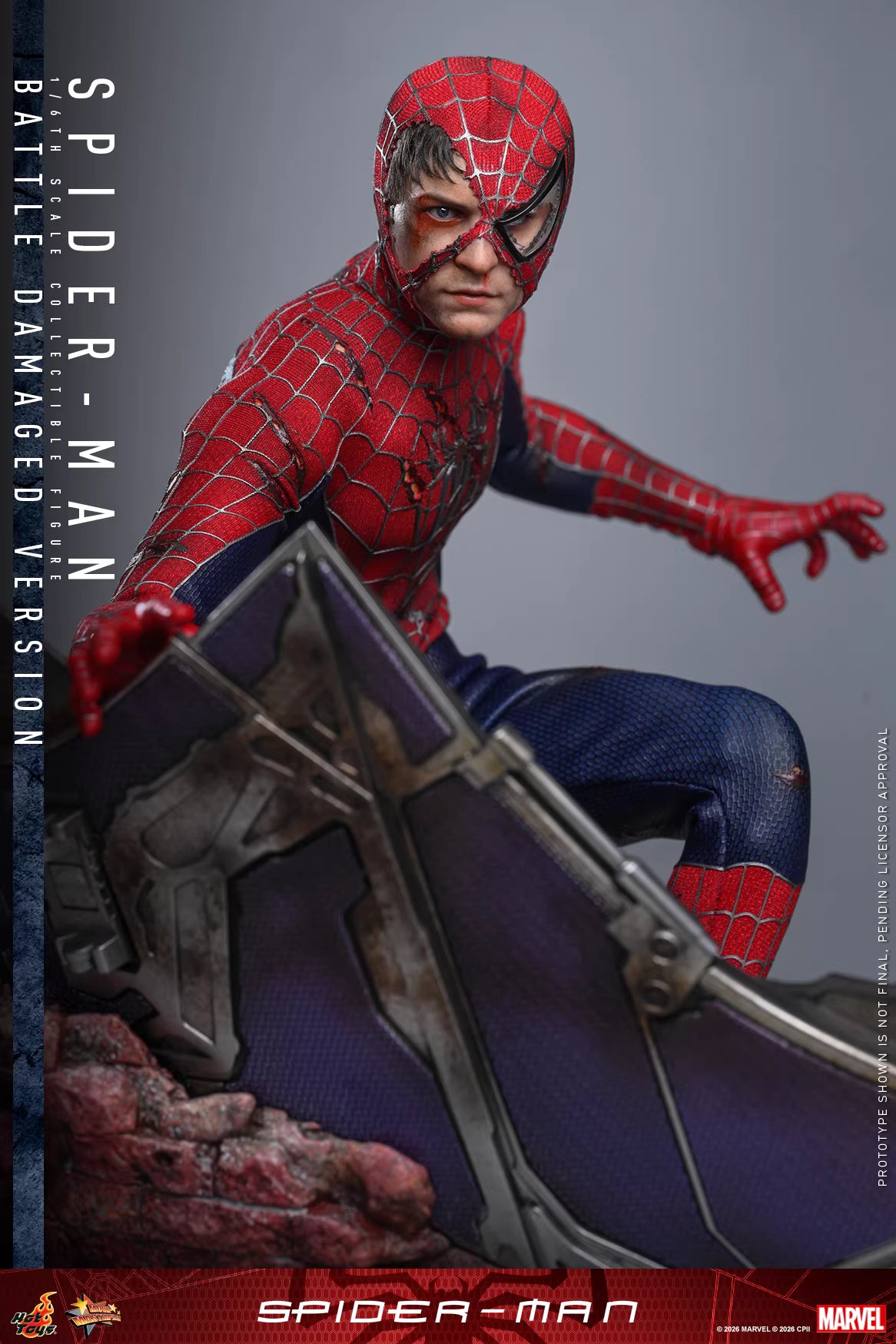 Marvel Hot Toys Spider-Man Peter Parker Battle-Damaged MMS859 Licensed Action Figure