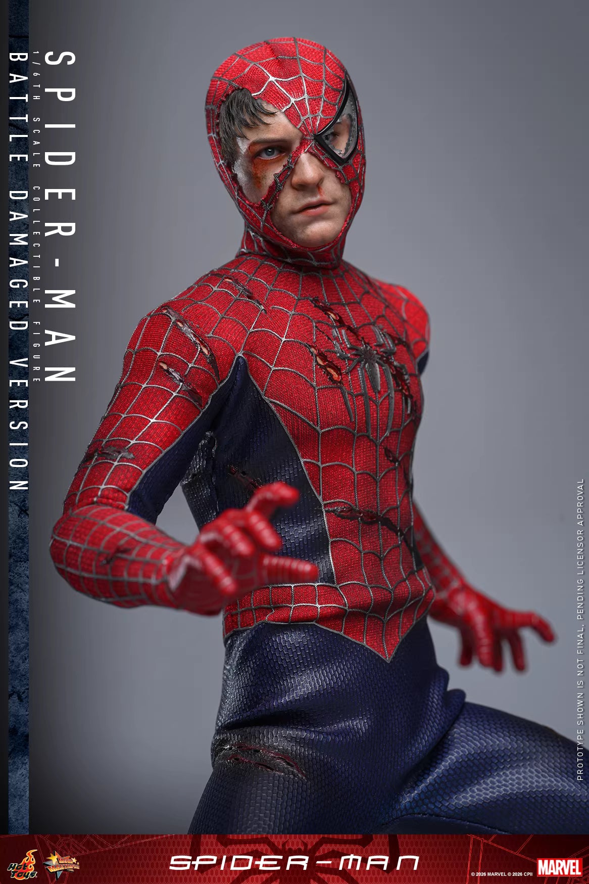 Marvel Hot Toys Spider-Man Peter Parker Battle-Damaged MMS859 Licensed Action Figure