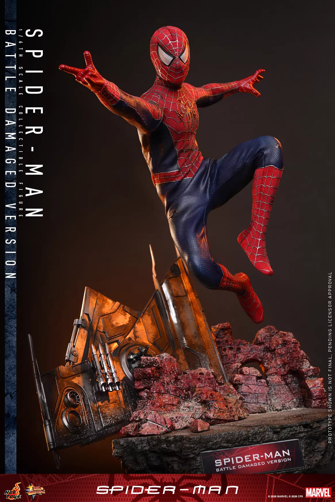 Marvel Hot Toys Spider-Man Peter Parker Battle-Damaged MMS859 Licensed Action Figure