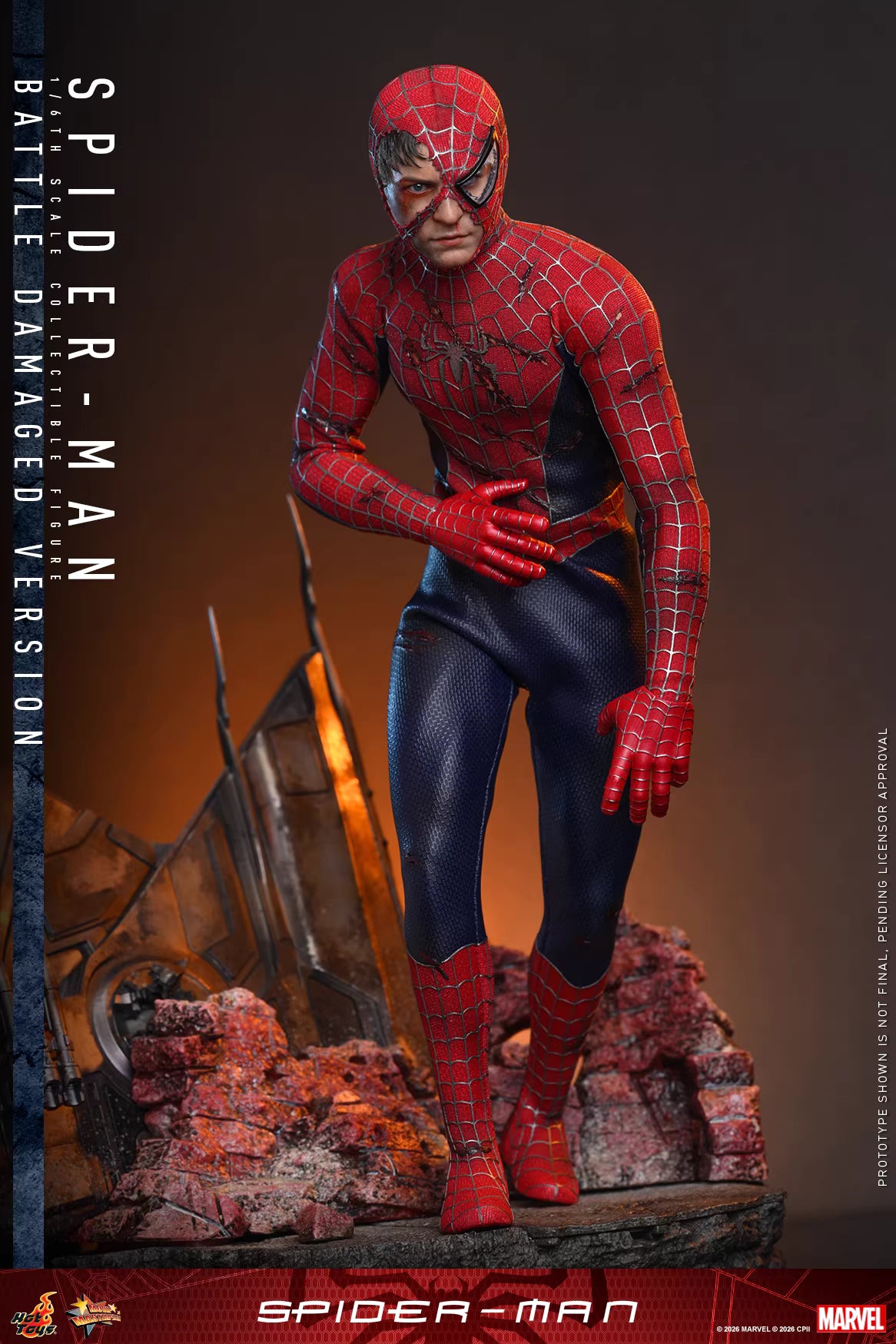 Marvel Hot Toys Spider-Man Peter Parker Battle-Damaged MMS859 Licensed Action Figure