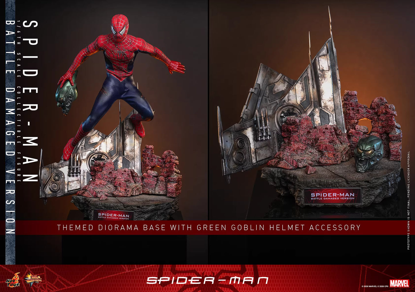 Marvel Hot Toys Spider-Man Peter Parker Battle-Damaged MMS859 Licensed Action Figure