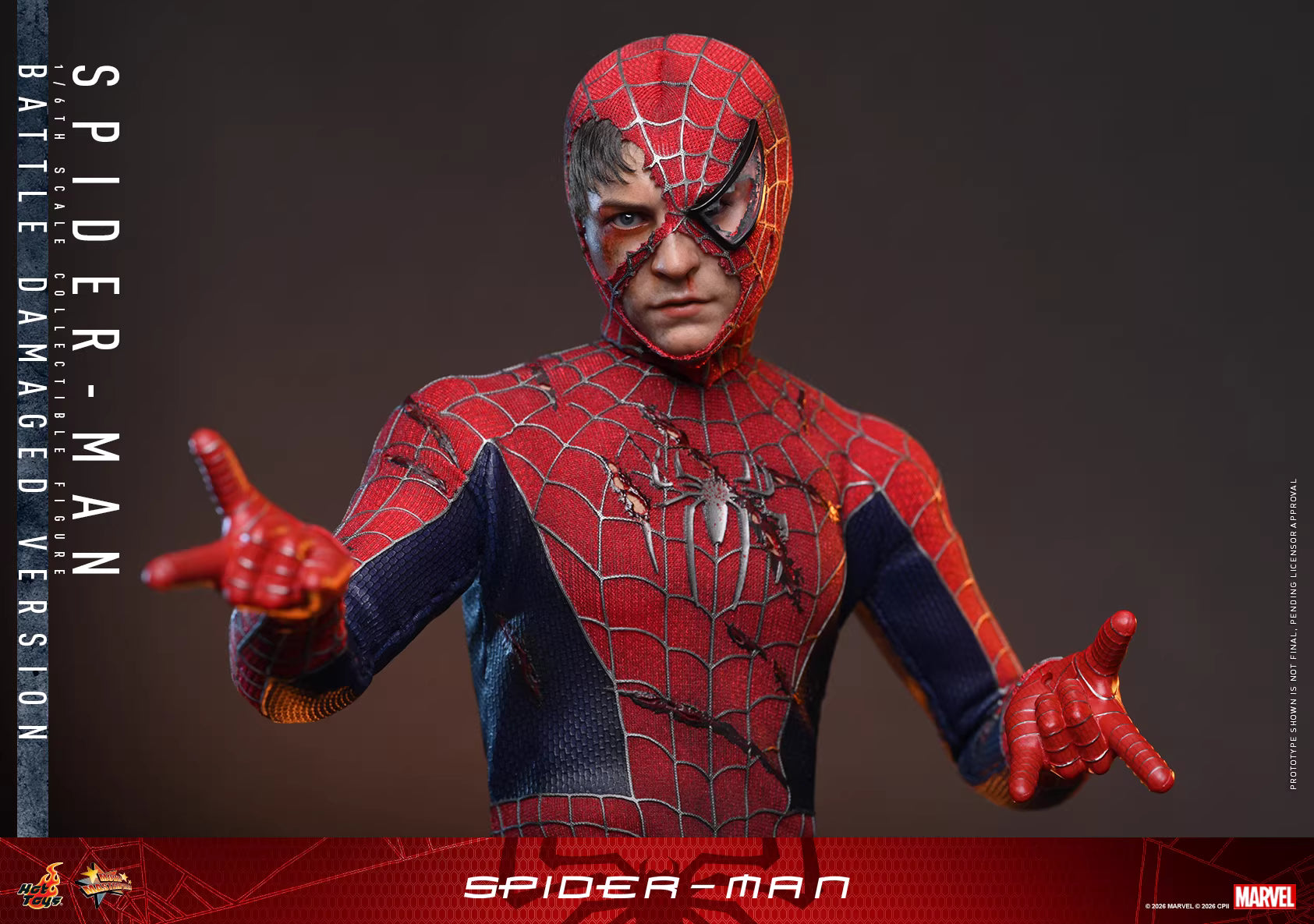 Marvel Hot Toys Spider-Man Peter Parker Battle-Damaged MMS859 Licensed Action Figure