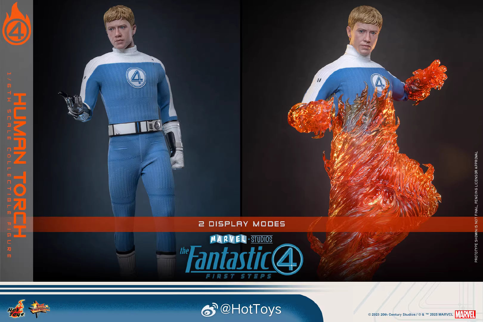 Marvel Hot Toys The Fantastic Four: First Steps Human Torch MMS829 Licensed Action Figure