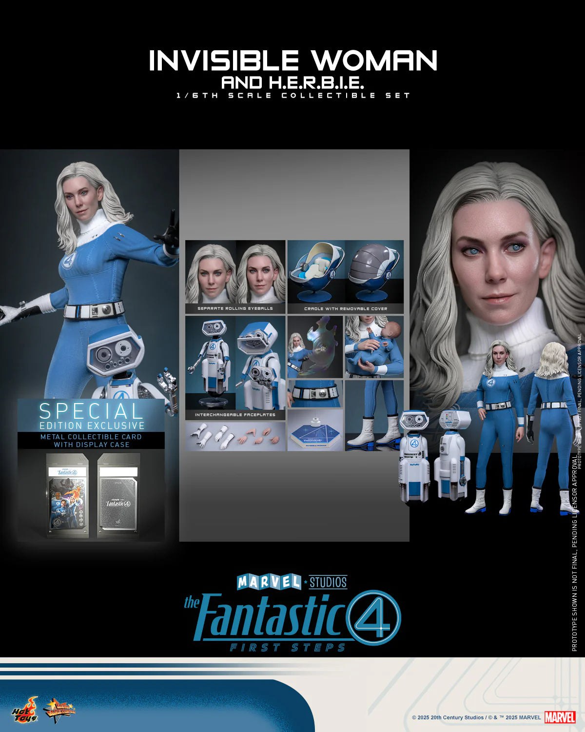 HT The Fantastic Four: First Steps Invisible Woman & H.E.R.B.I.E Set Deluxe version HT MMS824 Licensed Action Figure