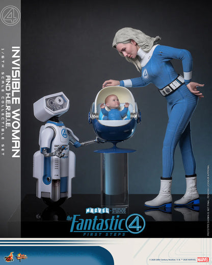 Marvel Hot Toys The Fantastic Four: First Steps Invisible Woman & H.E.R.B.I.E Set MMS824 Licensed Action Figure