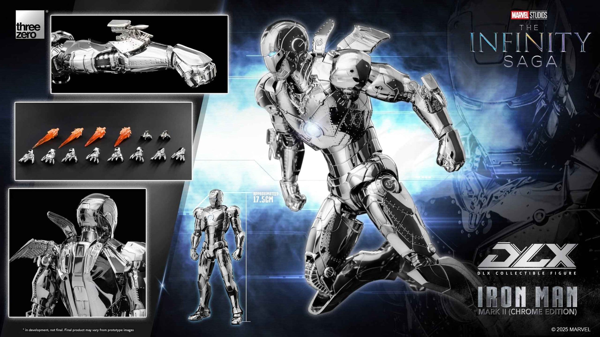 Marvel Threezero The Infinity Saga DLX Iron Man Mark 2 Chrome Edition 3Z09240C0 Licensed Action Figure