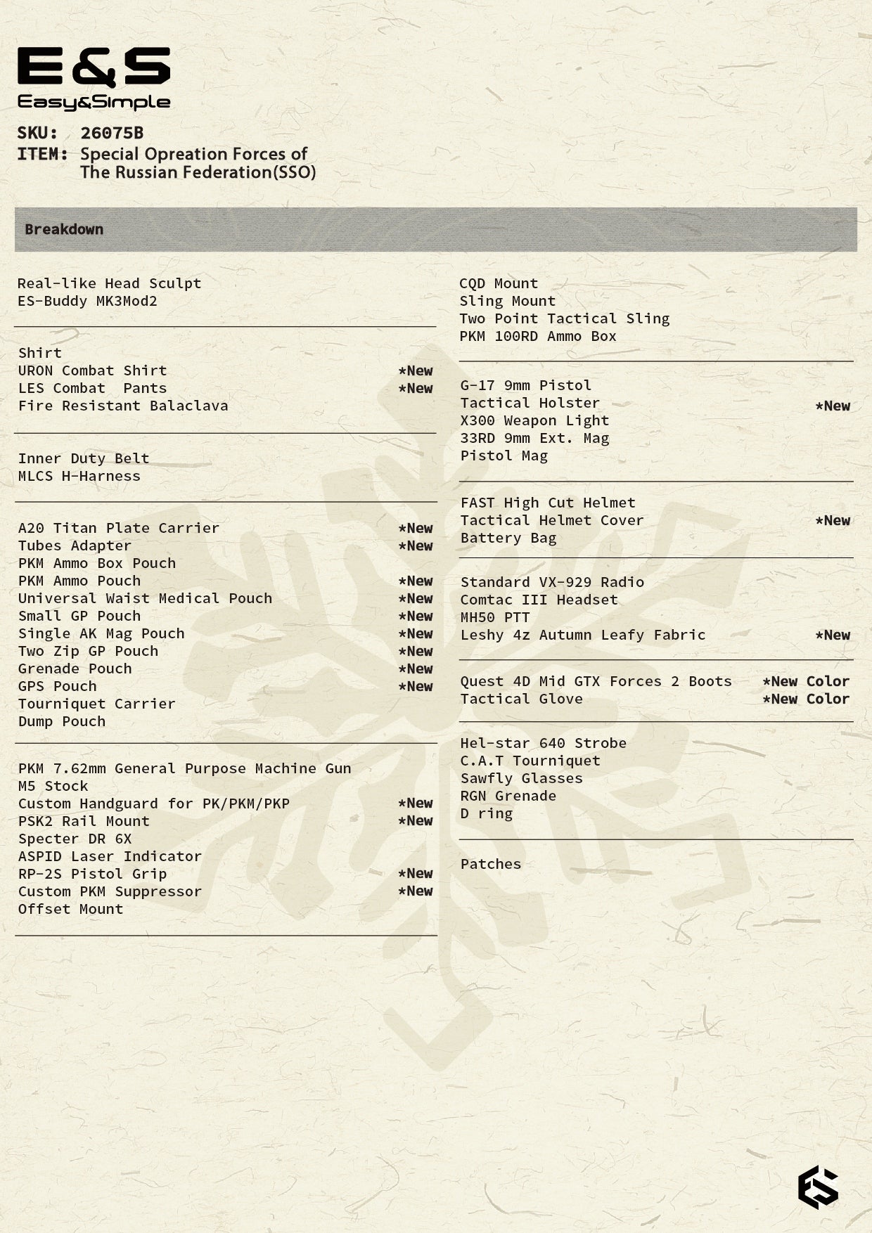 Military Easy&Simple Russian Special Operations Forces 26075B 1/6 Licensed Action Figure