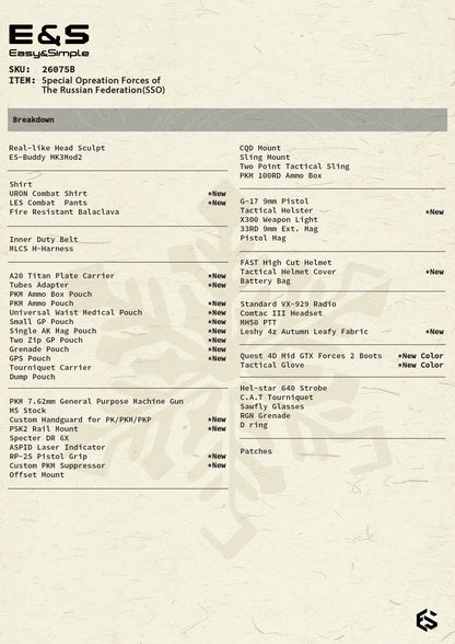 Military Easy&Simple Russian Special Operations Forces 26075B 1/6 Licensed Action Figure