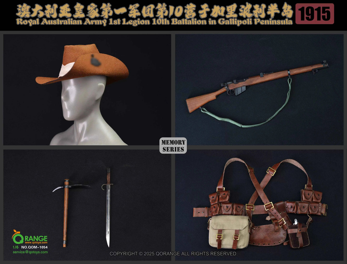 Military QORANGE QOTOYS Royal Australian Army 1st Division 10th Battalion Gallipoli Peninsula 1915 QOM-1054 1/6 Licensed Action Figure Accessory Pack