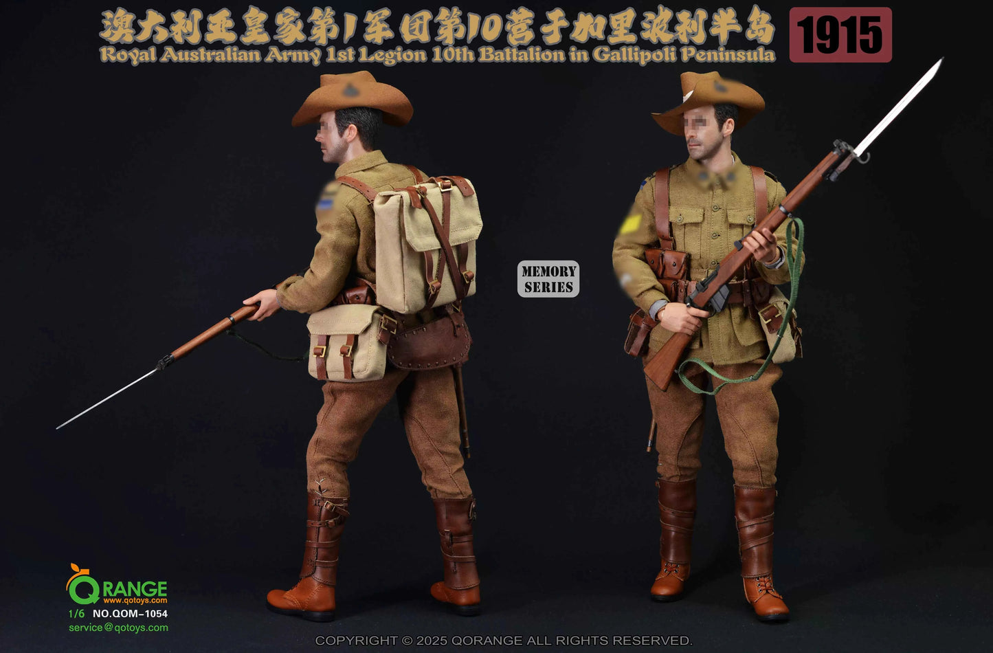Military QORANGE QOTOYS Royal Australian Army 1st Division 10th Battalion Gallipoli Peninsula 1915 QOM-1054 1/6 Licensed Action Figure Accessory Pack