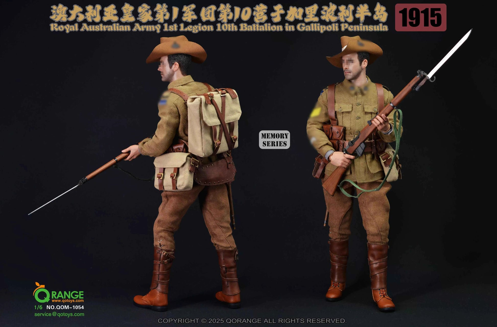Military QORANGE QOTOYS Royal Australian Army 1st Division 10th Battalion Gallipoli Peninsula 1915 QOM-1054 1/6 Licensed Action Figure Accessory Pack