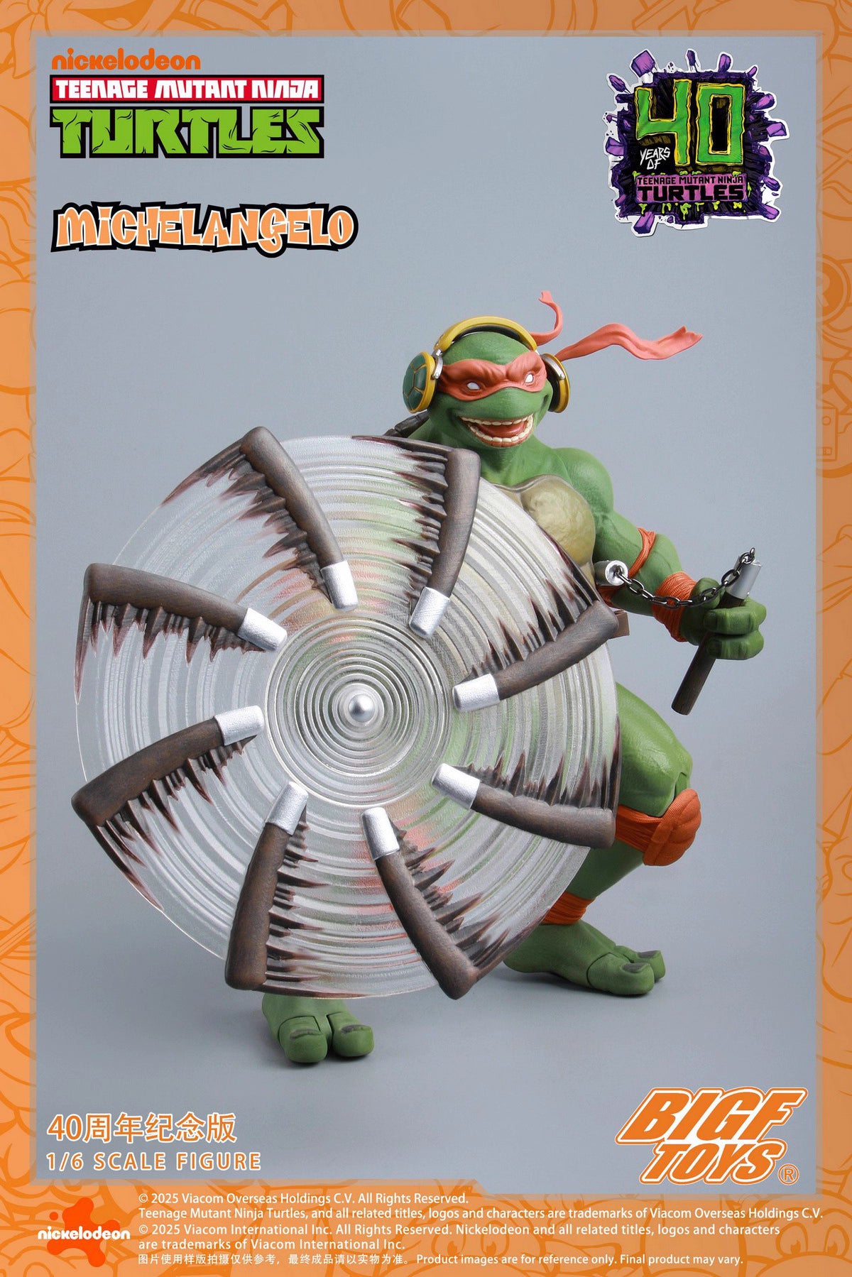 Ninja Turtles BIGFTOYS Michelangelo 40th Anniversary BIGF-004 Licensed Action Figure