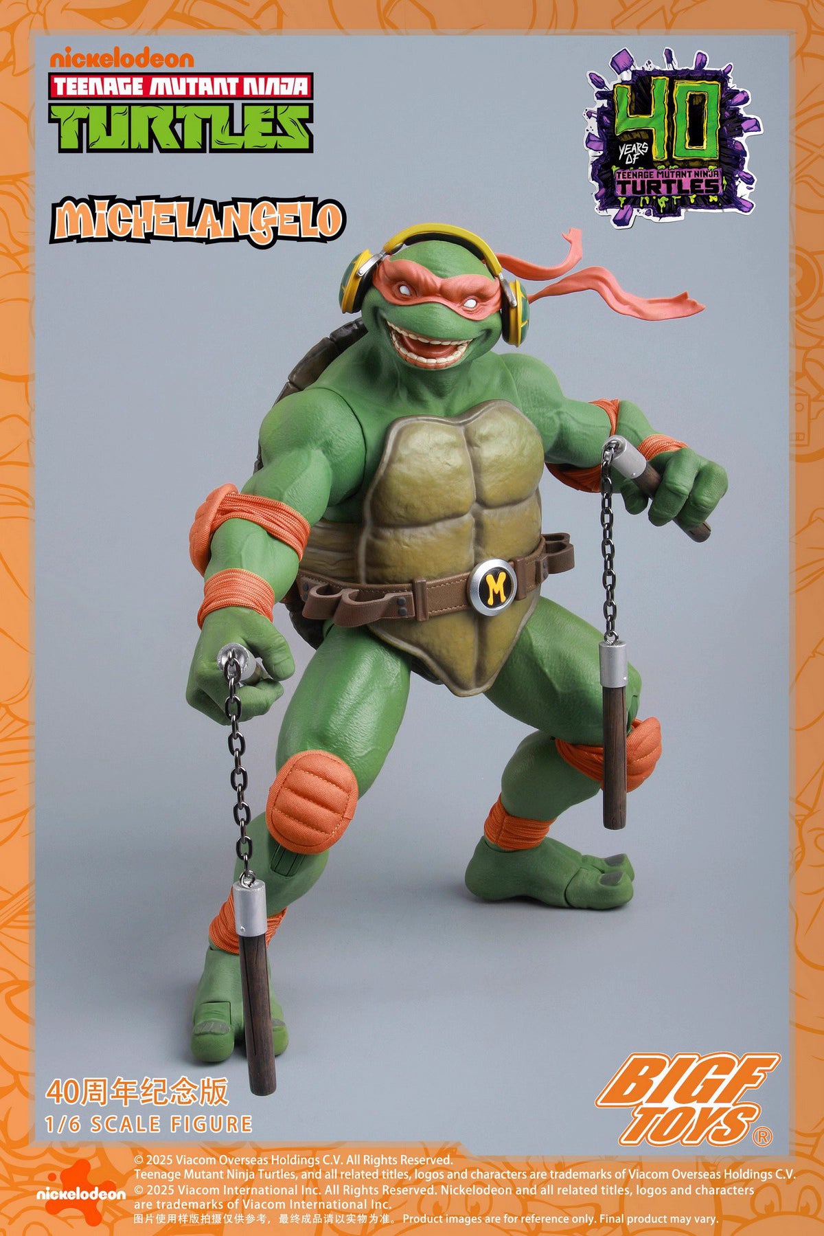 Ninja Turtles BIGFTOYS Michelangelo 40th Anniversary BIGF-004 Licensed Action Figure