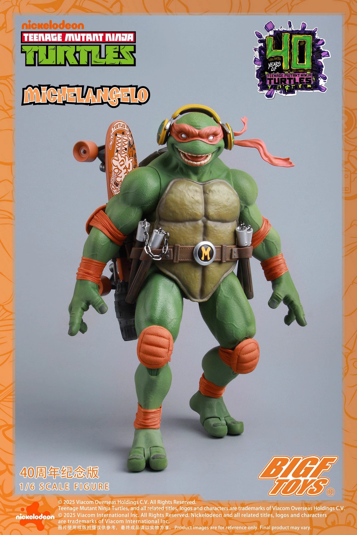 Ninja Turtles BIGFTOYS Michelangelo 40th Anniversary BIGF-004 Licensed Action Figure