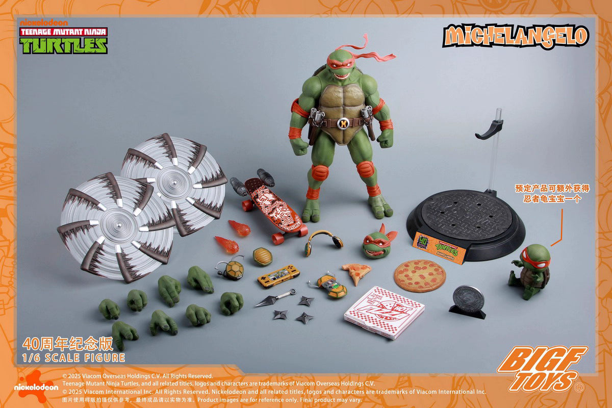 Ninja Turtles BIGFTOYS Michelangelo 40th Anniversary BIGF-004 Licensed Action Figure