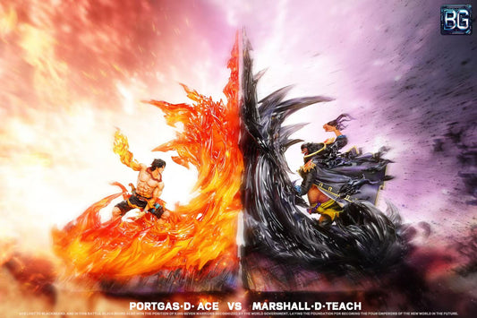 One Piece Badge Studio Portgas D. Ace VS Marshall D. Teach Resin Statue