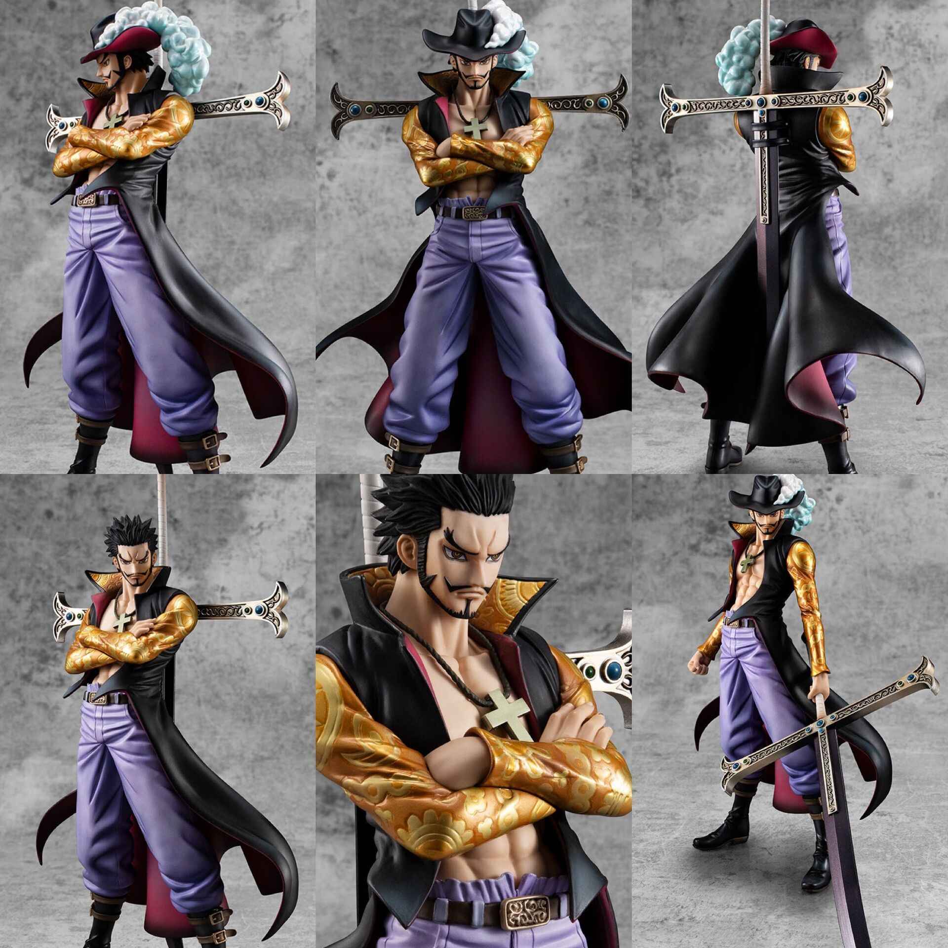 One Piece MegaHouse Dracule Mihawk Excellent Model Portrait Of Pirates DX 1/8 Ver. R Licensed PVC Figure
