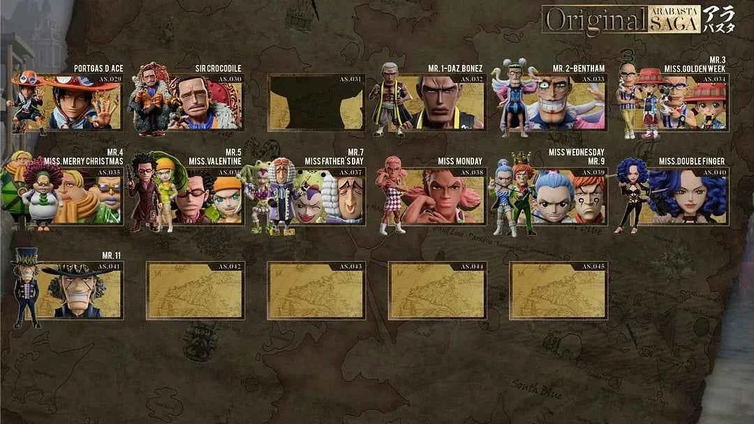 One Piece YZ Studios Baroque Works Mr. 3 Galdino & Miss Goldenweek Marianne Resin Statue