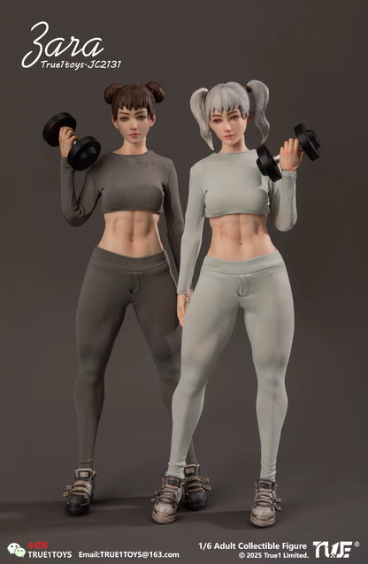 Original Design True1Toys Sport Girl ZARA Grey Hair & ZARA Brown Hair JC2131 1/6 Licensed Action Figure