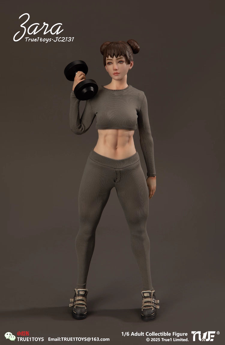 Original Design True1Toys Sport Girl ZARA Grey Hair & ZARA Brown Hair JC2131 1/6 Licensed Action Figure